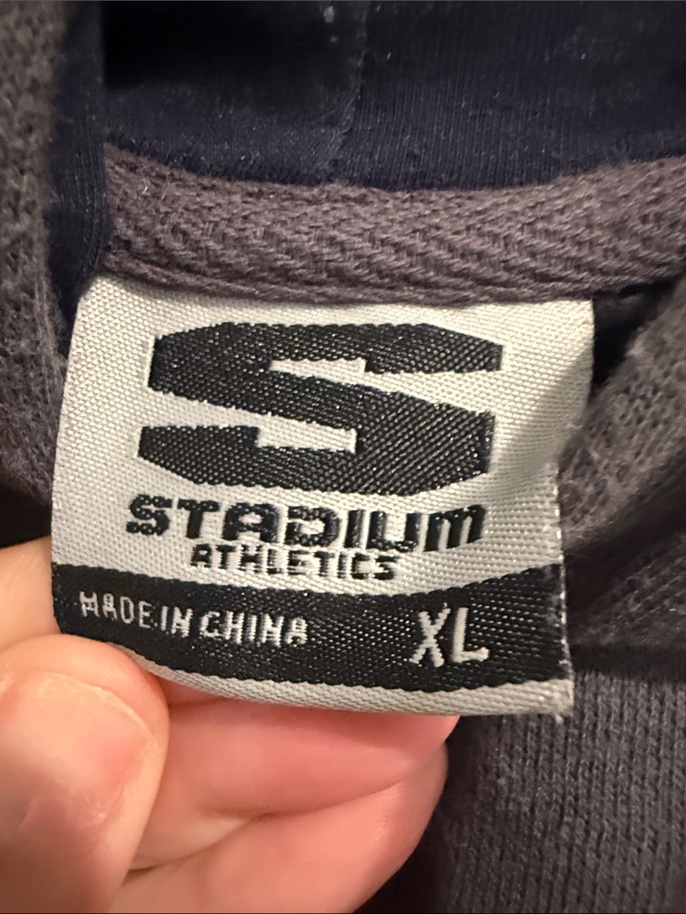 Stadium Athletics Gray Pullover Hoodie with Navy Logo - Picture 3 of 5